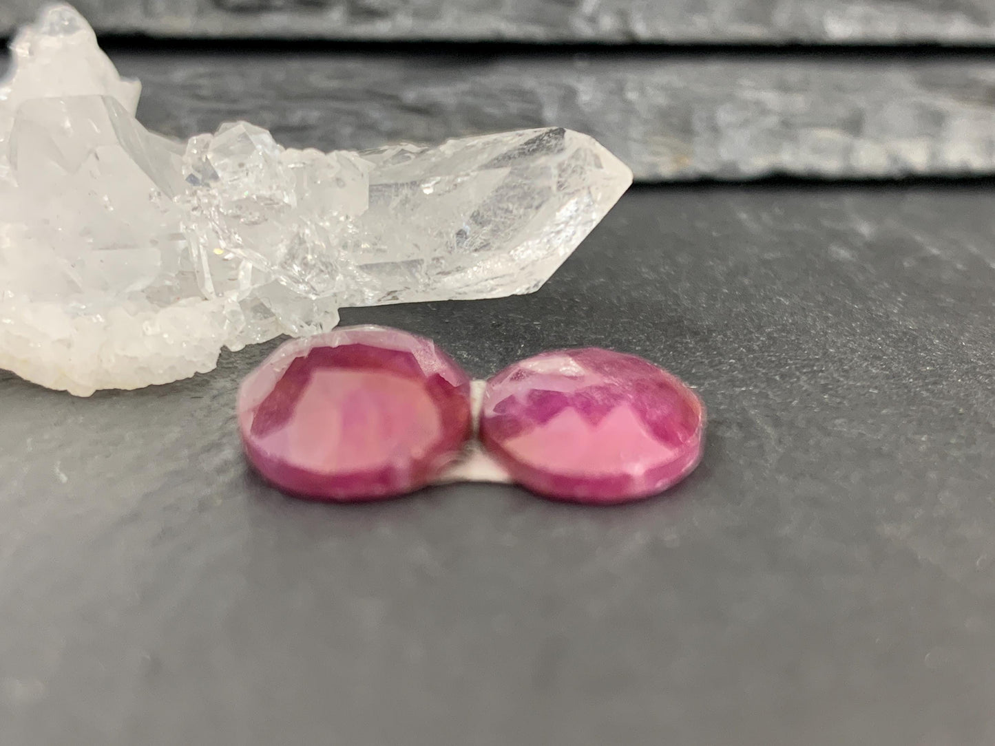 Faceted Ruby pair 9x16mm cabochon