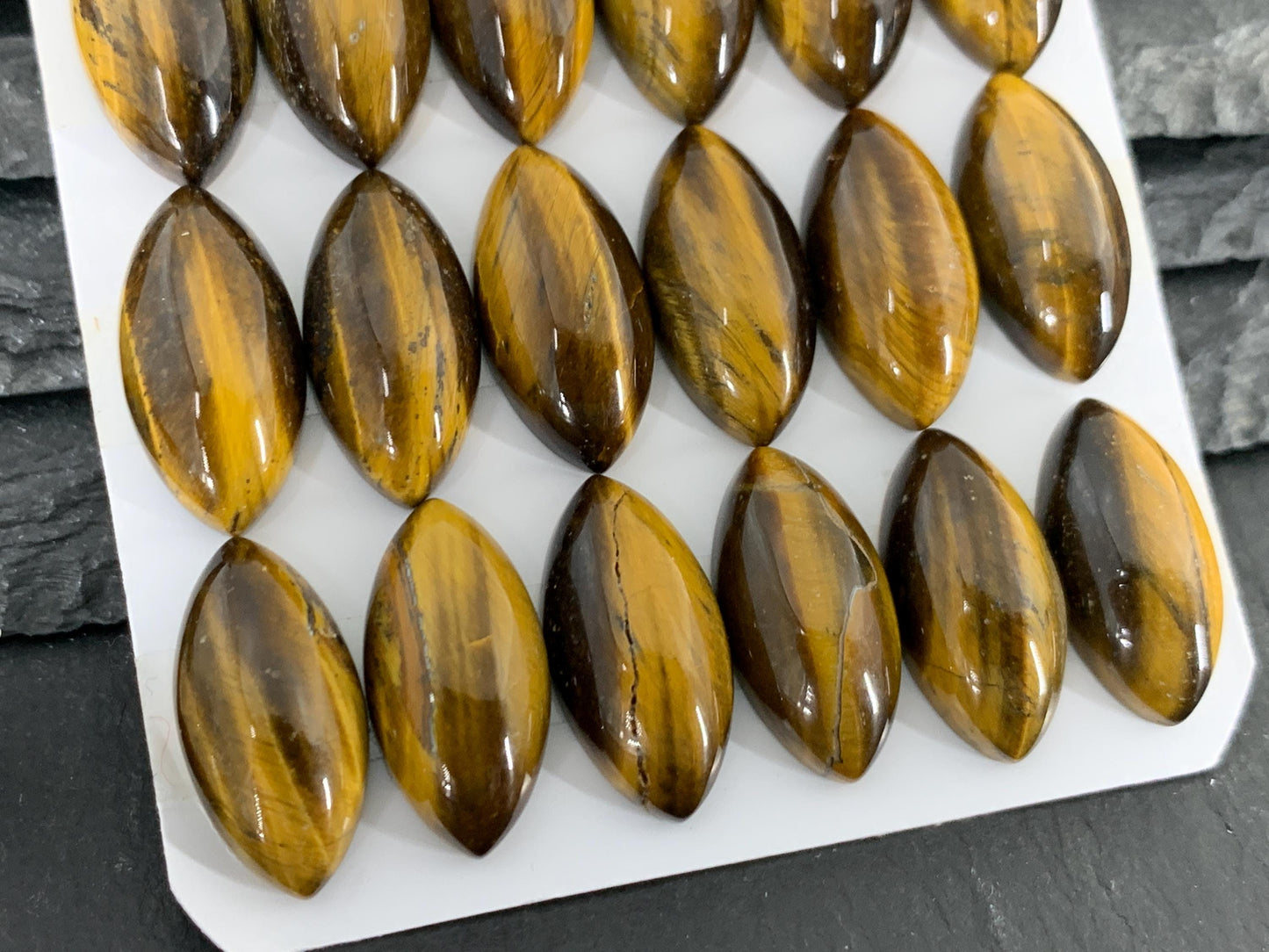 Tiger Eye marquise 10x20mm cabochon
