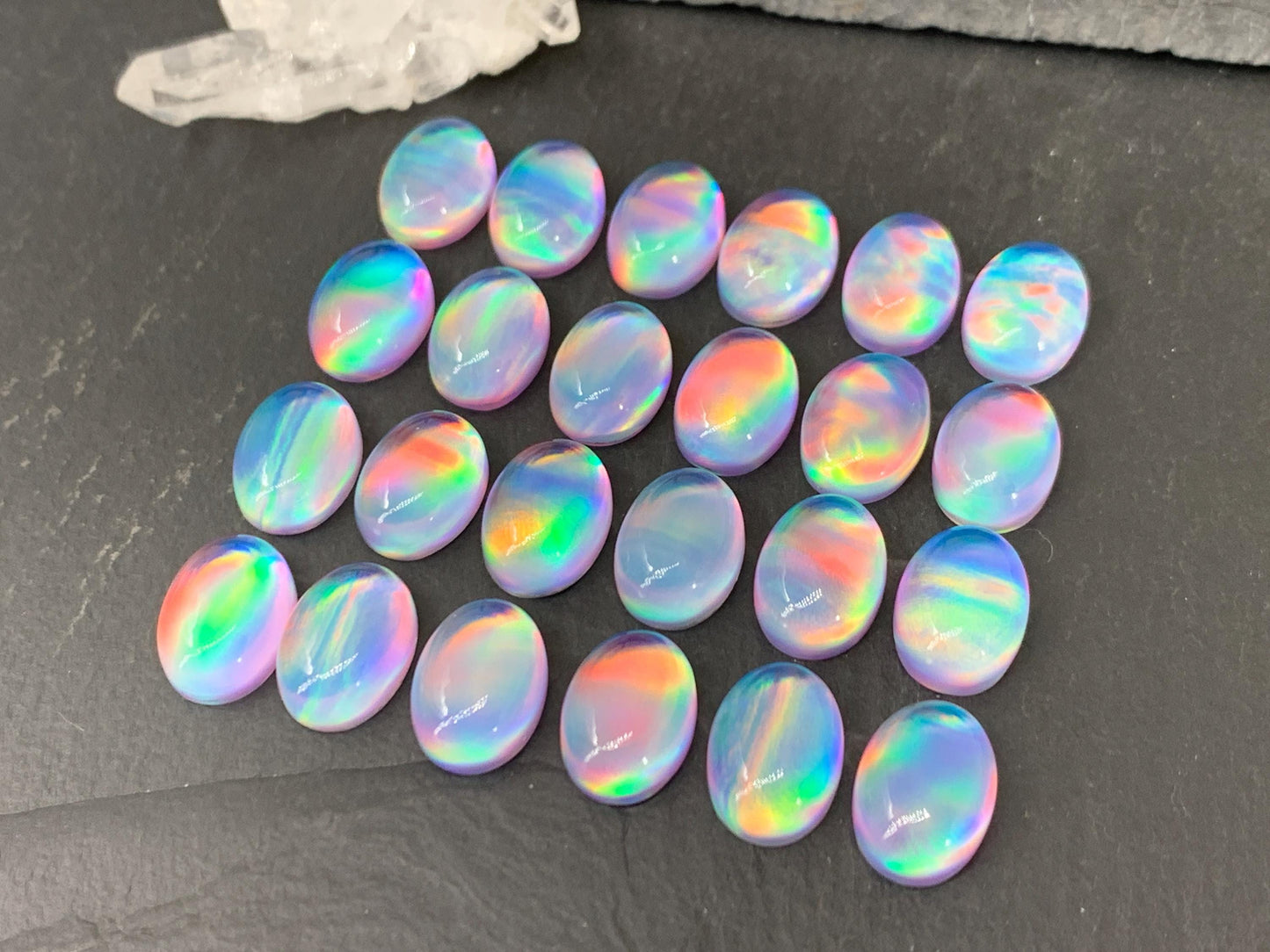 Aurora Opal Oval 10x14mm Doublet Cabochon – Colorful Natural Gemstone