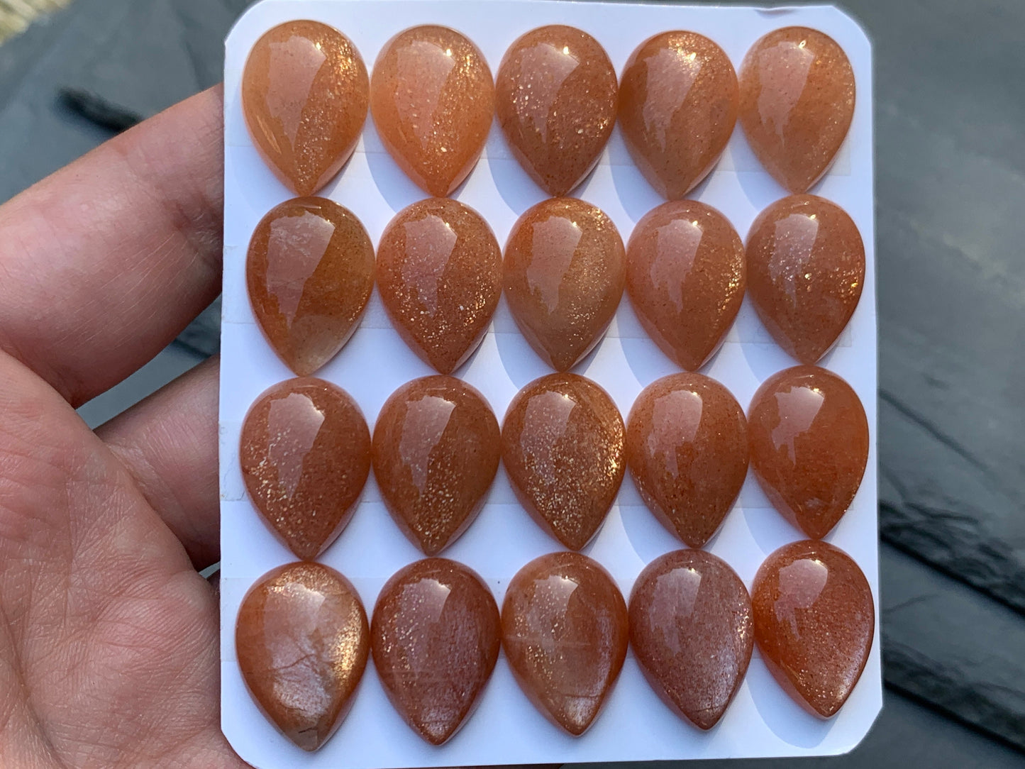 GoldSand Sunstone pear 13x18mm cabochon