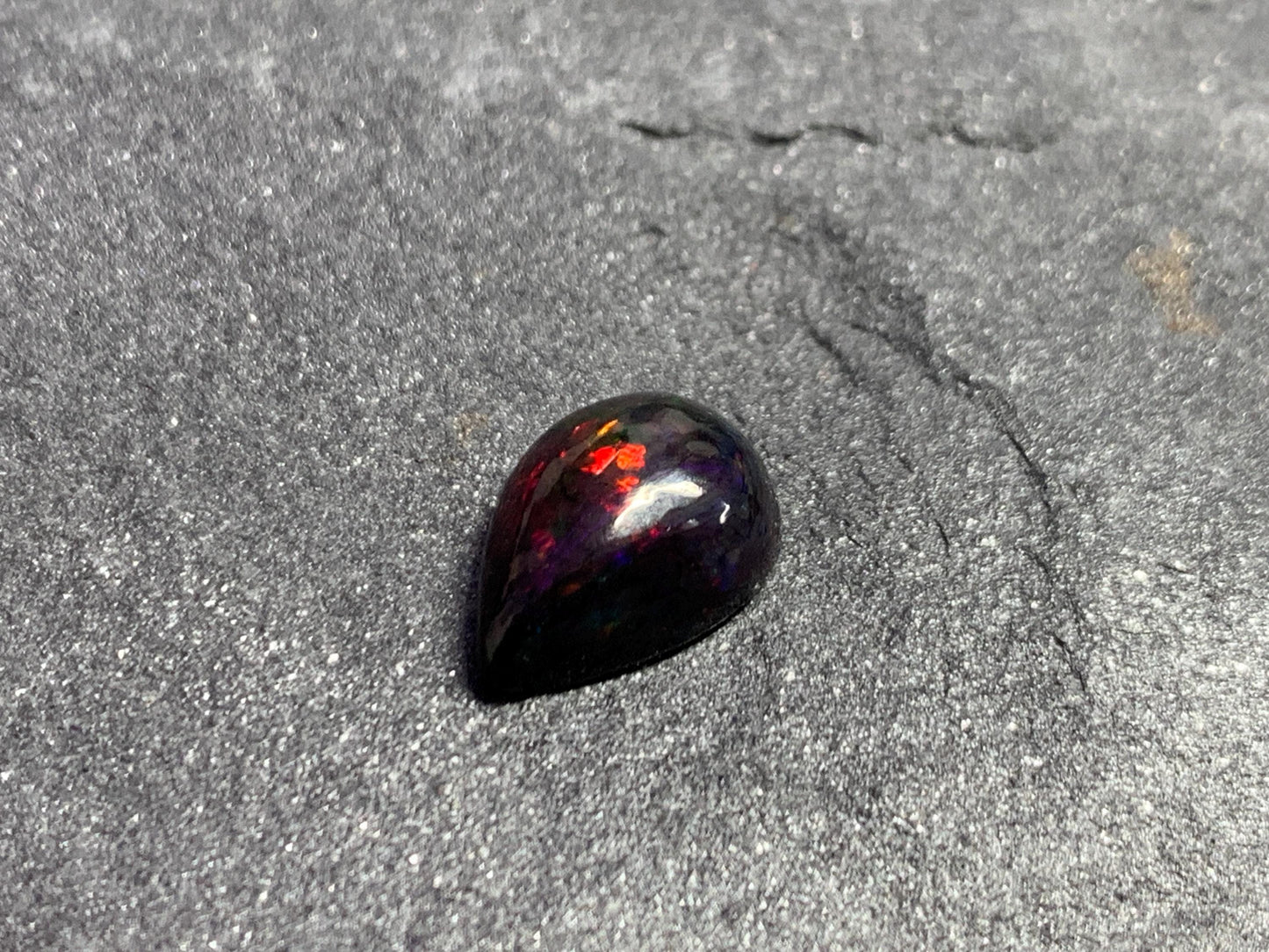 Black Ethiopian Opal pear 9x13x5mm cabochon