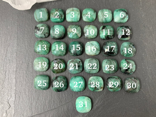 Faceted Emerald square cushion 10mm cabochon