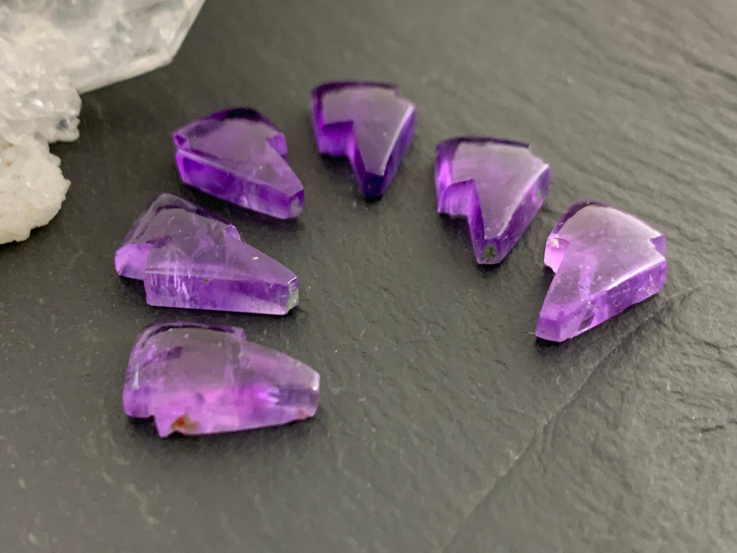 Amethyst lightning bolt 10x13mm cabochon - single cabochon