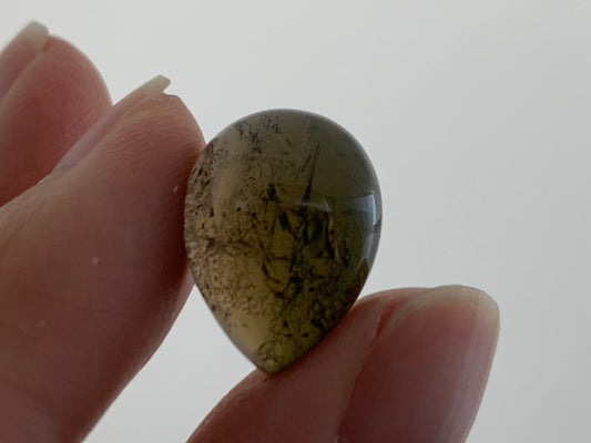 Smokey Green Tourmaline pear 12x16mm cabochon - Calibrated cabochons