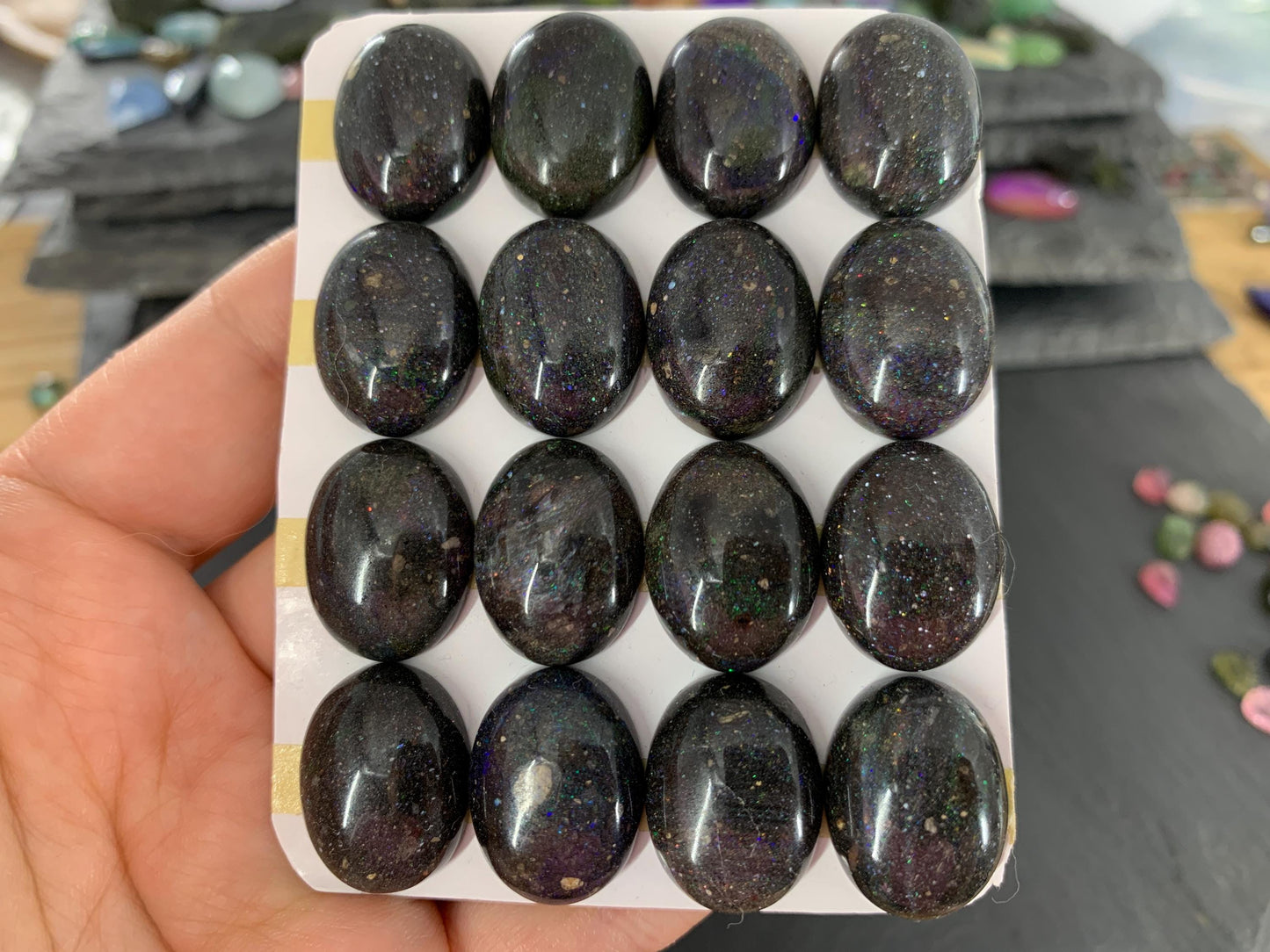 Black Andamooka Opal oval 15x20mm cabochon - Matrix Australian Opal