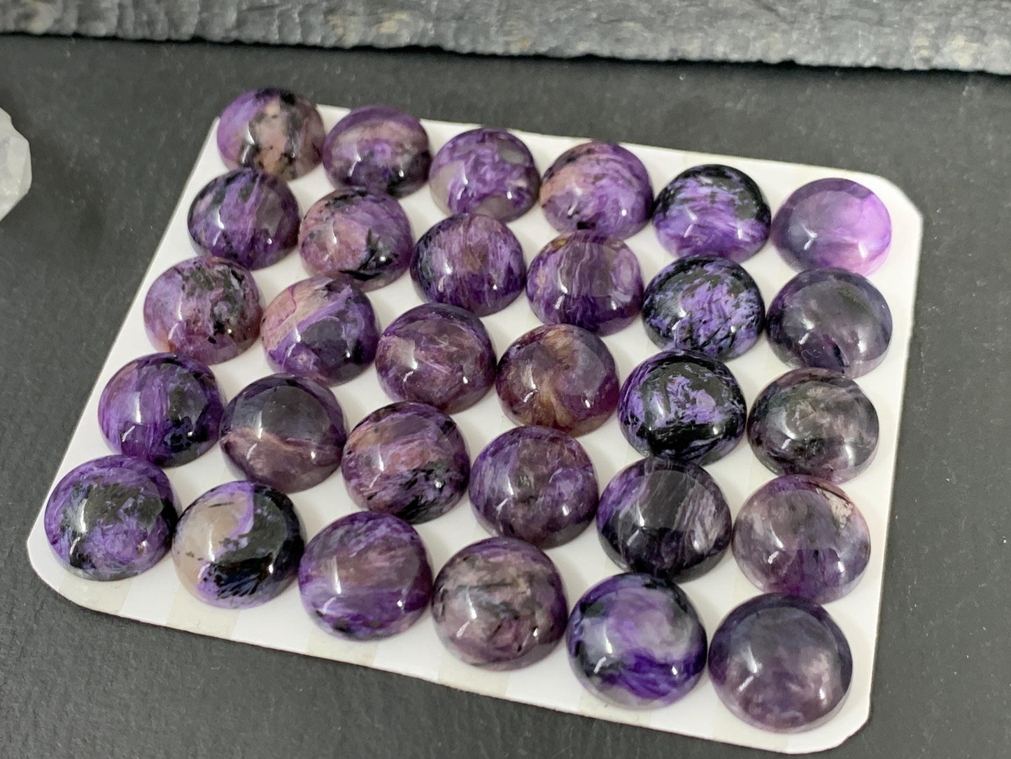 Charoite round 12mm cabochon - Calibrated cabochons