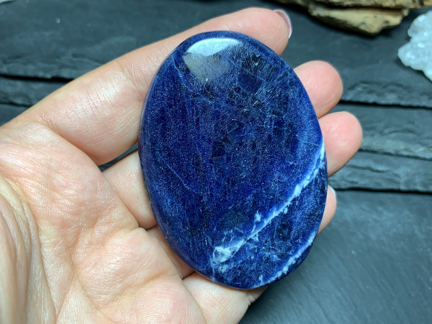 Large Sodalite cabochon 64x45x7mm