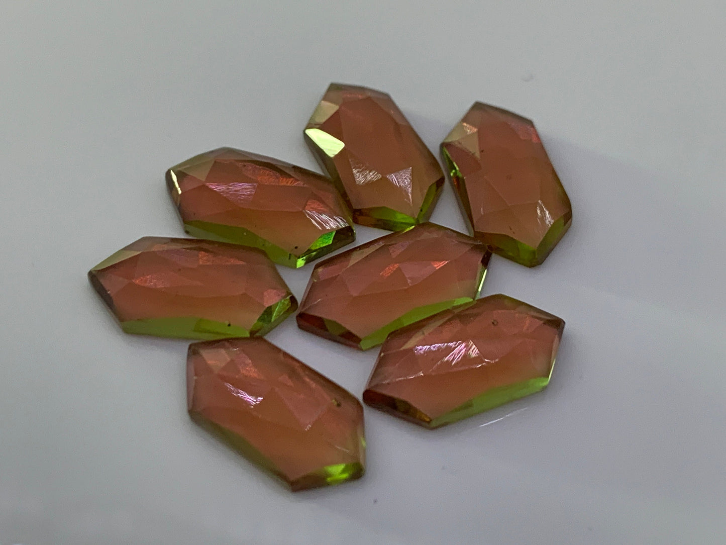 Faceted color changing Alexandrite long hexagon 8x16mm cabochon - Cabochons are calibrated