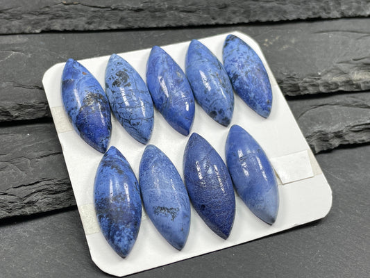 Dumortierite marquise 12x30mm cabochon - Calibrated cabochons