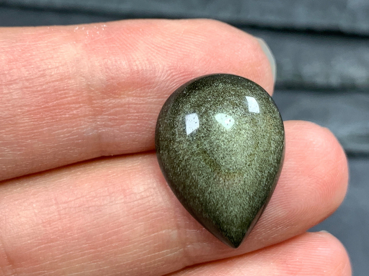 Gold Obsidian Pear Cabochon: Calibrated Stone (15x20mm)