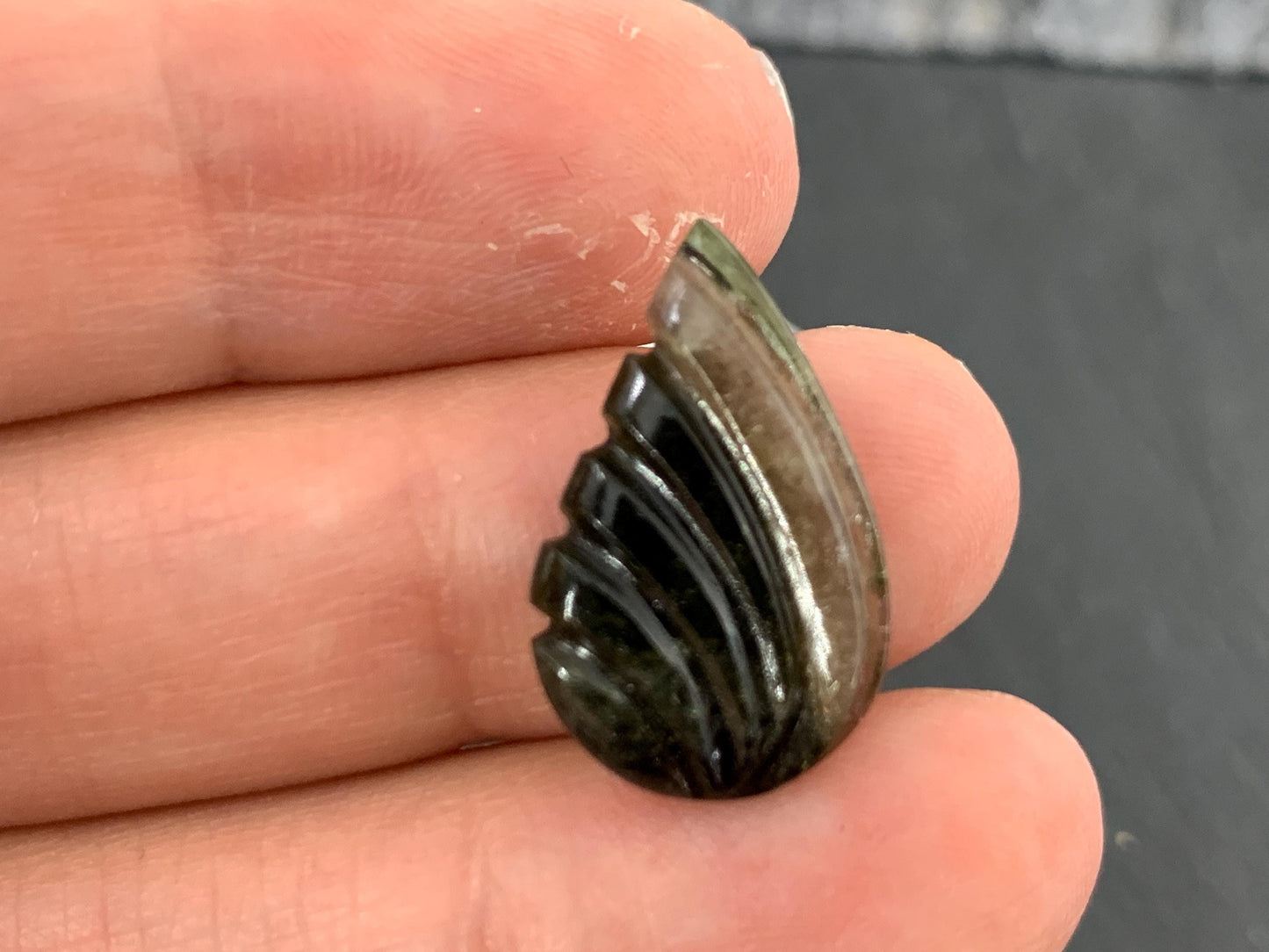 Carved Tourmaline 13x20x3mm cabochon
