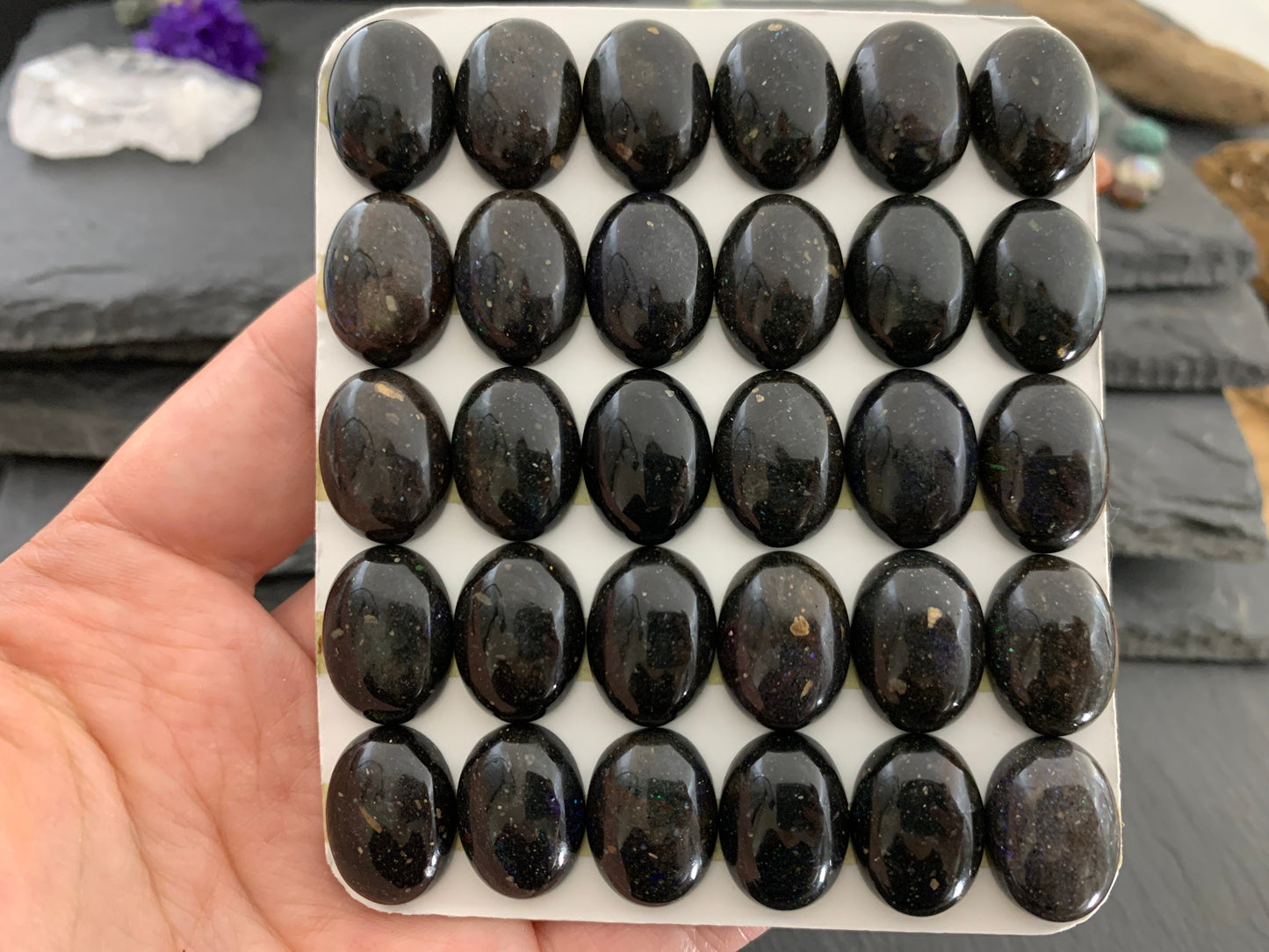 Black Andamooka Opal oval 13x18mm cabochon - Matrix Australian Opal