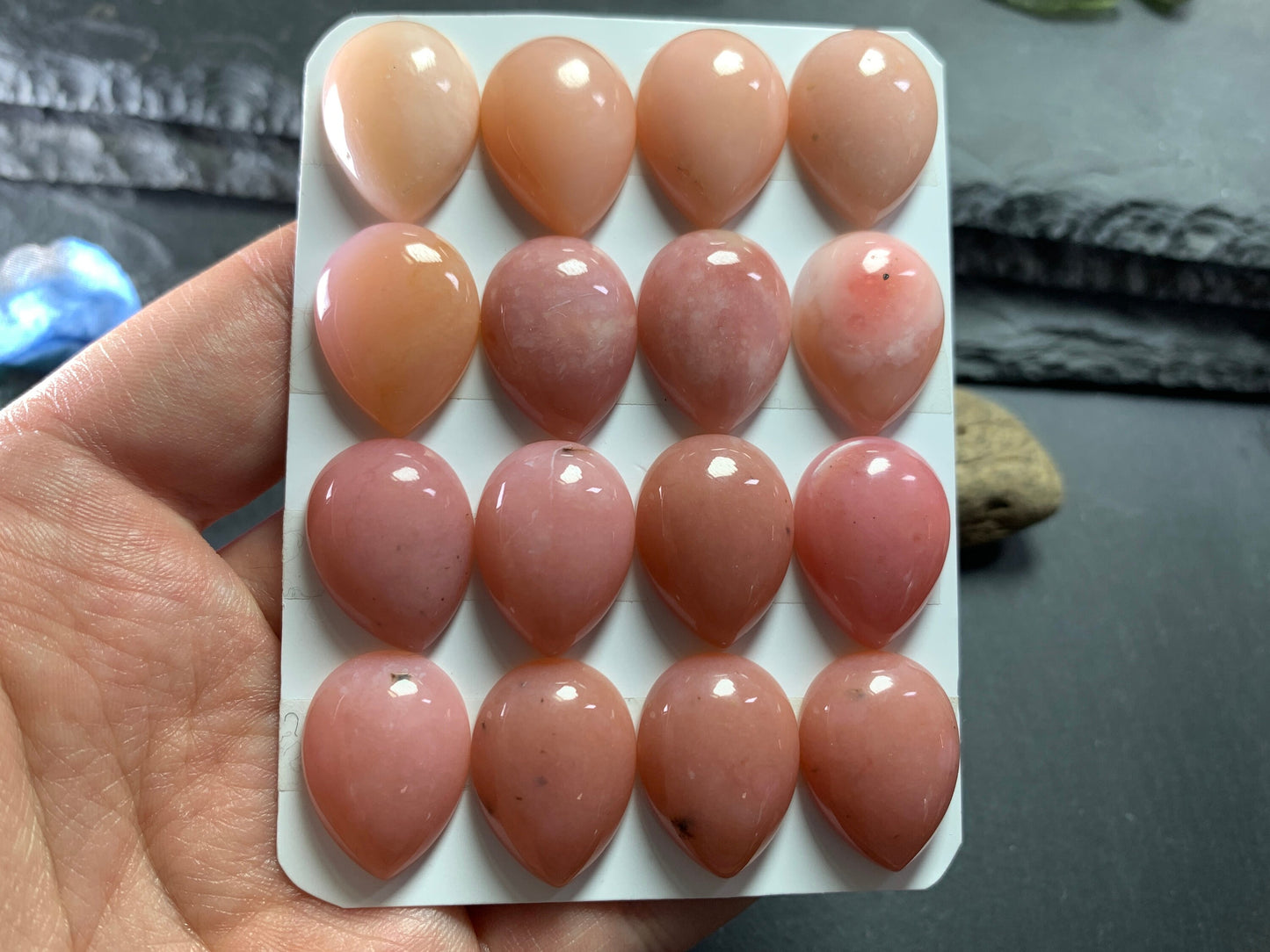 Pink Opal pear 15x20mm cabochon - Calibrated cabochons
