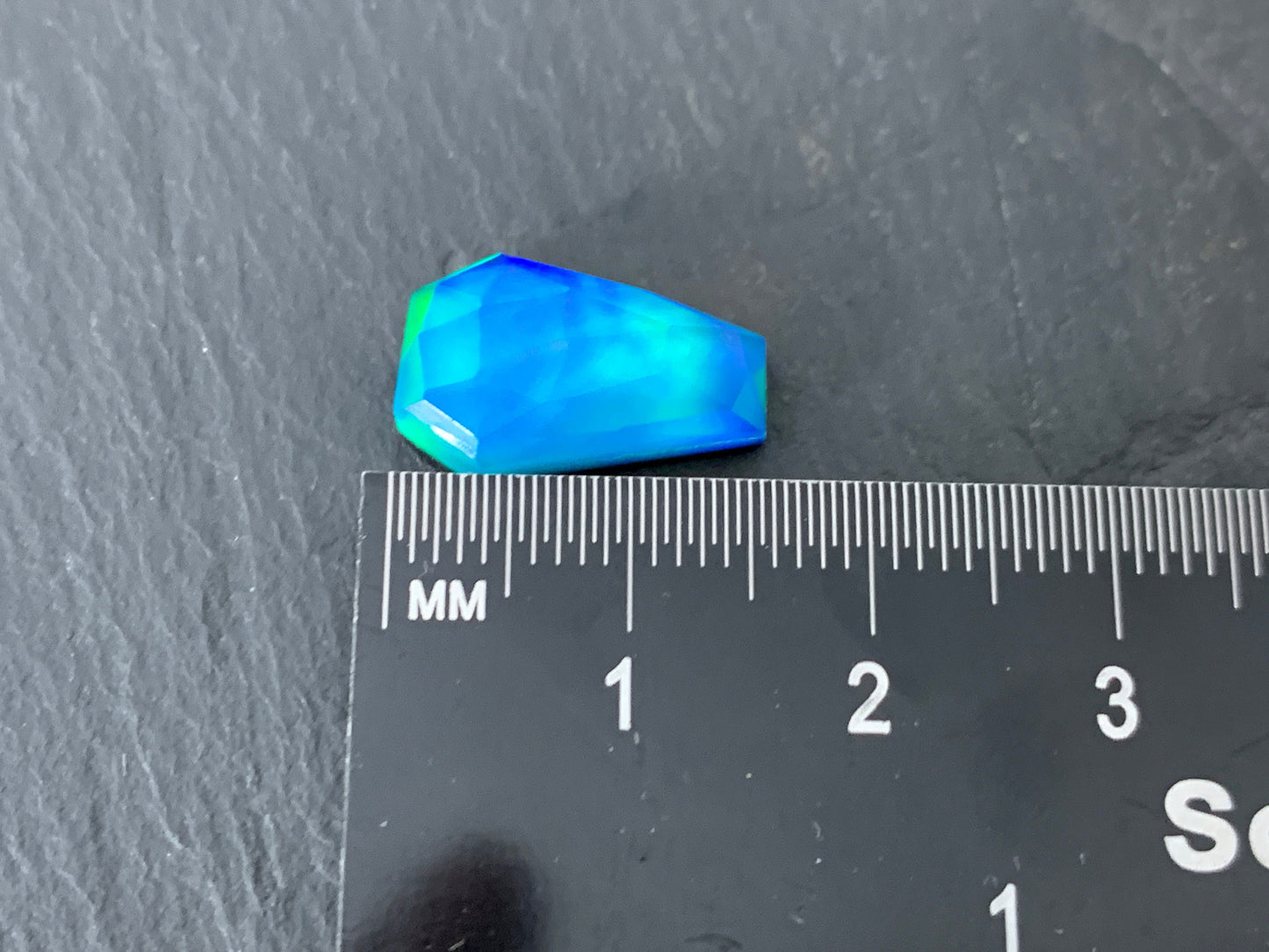 Faceted Aurora Opal coffin 10x16mm cabochon - Doublet cabochons