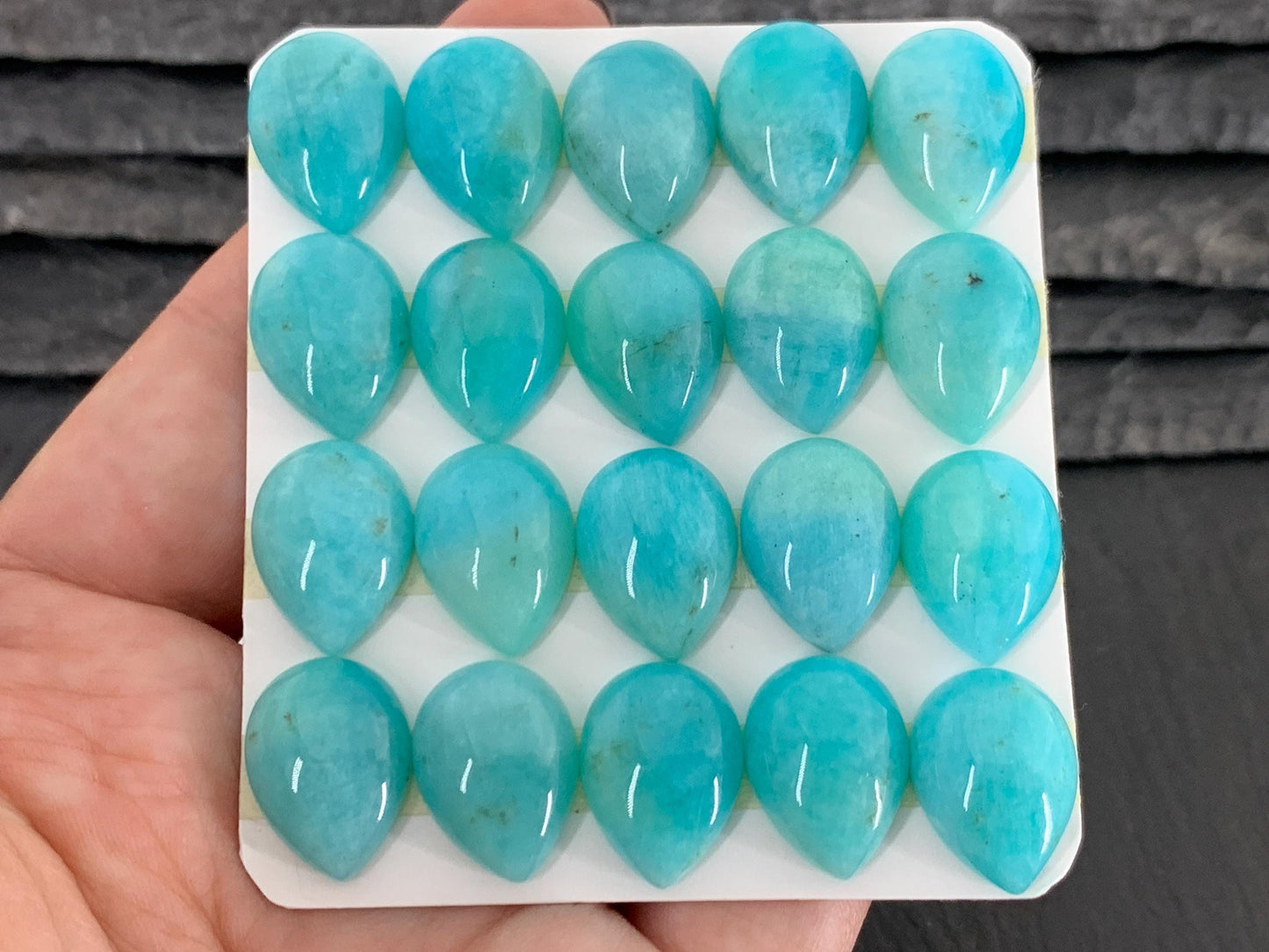 Amazonite pear 12x16mm cabochon - Calibrated cabochons