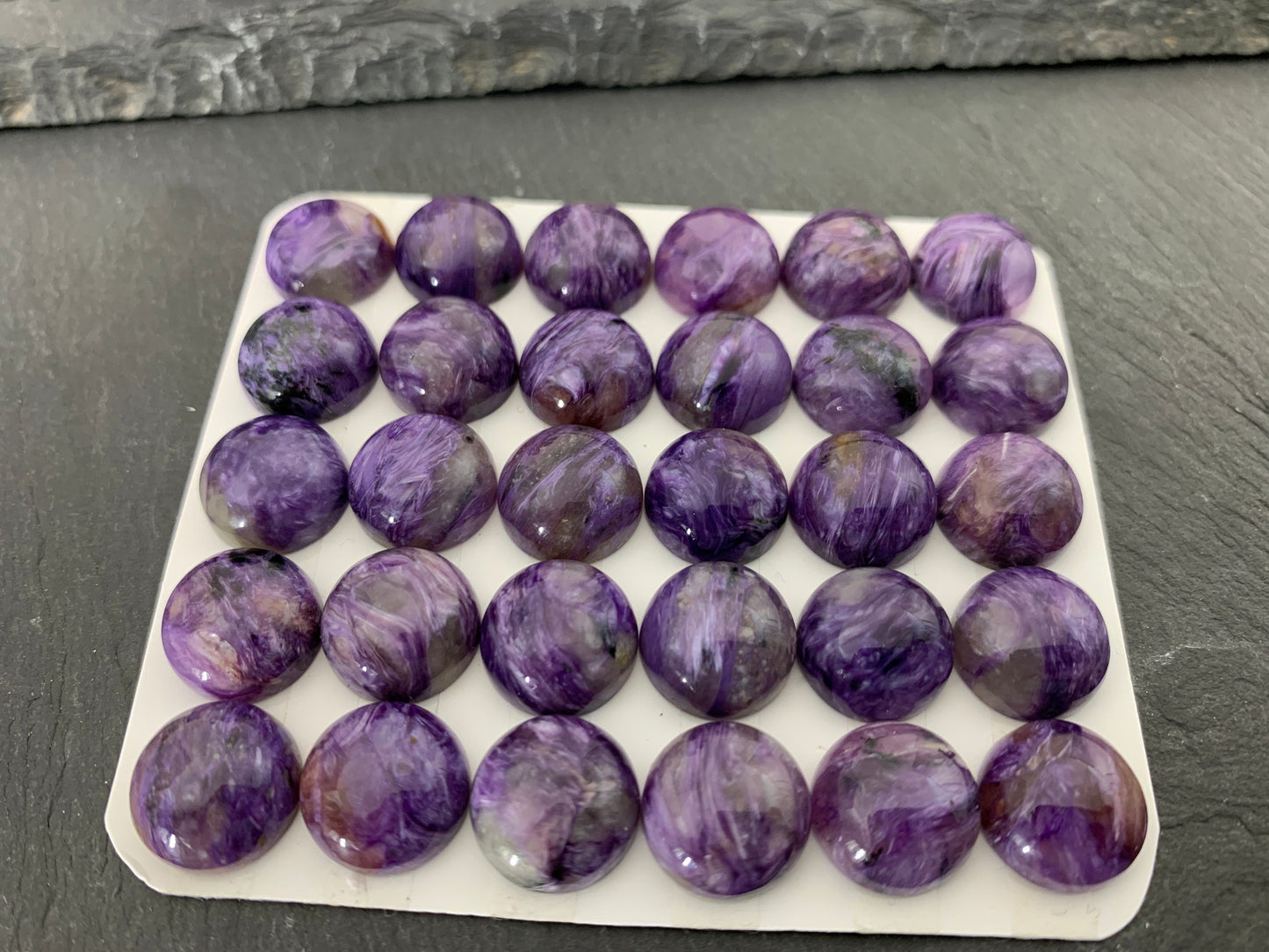 Charoite round 12mm cabochon - Calibrated cabochons
