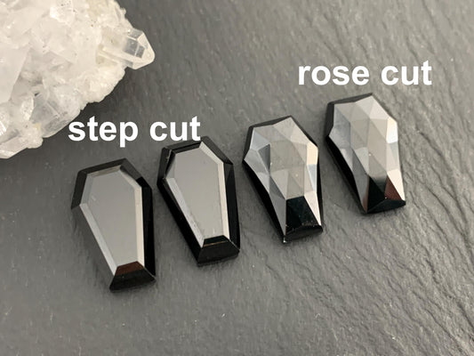 Faceted Black Spinel coffin 10x16mm cabochon
