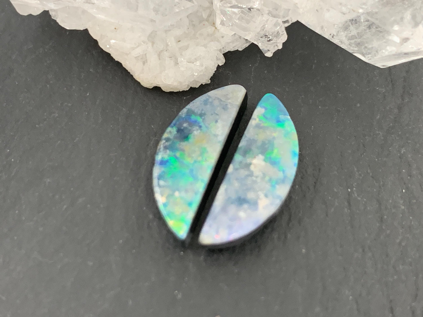 Australian Opal doublet 6x16x3mm pair of cabochons