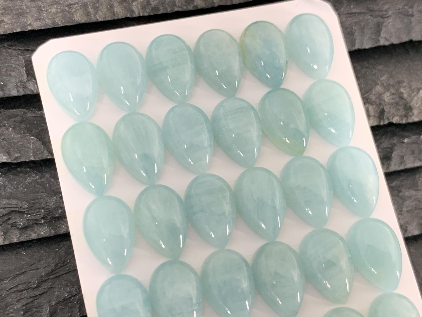 Aquamarine pear 8x12mm cabochon- Calibrated Aquamarine