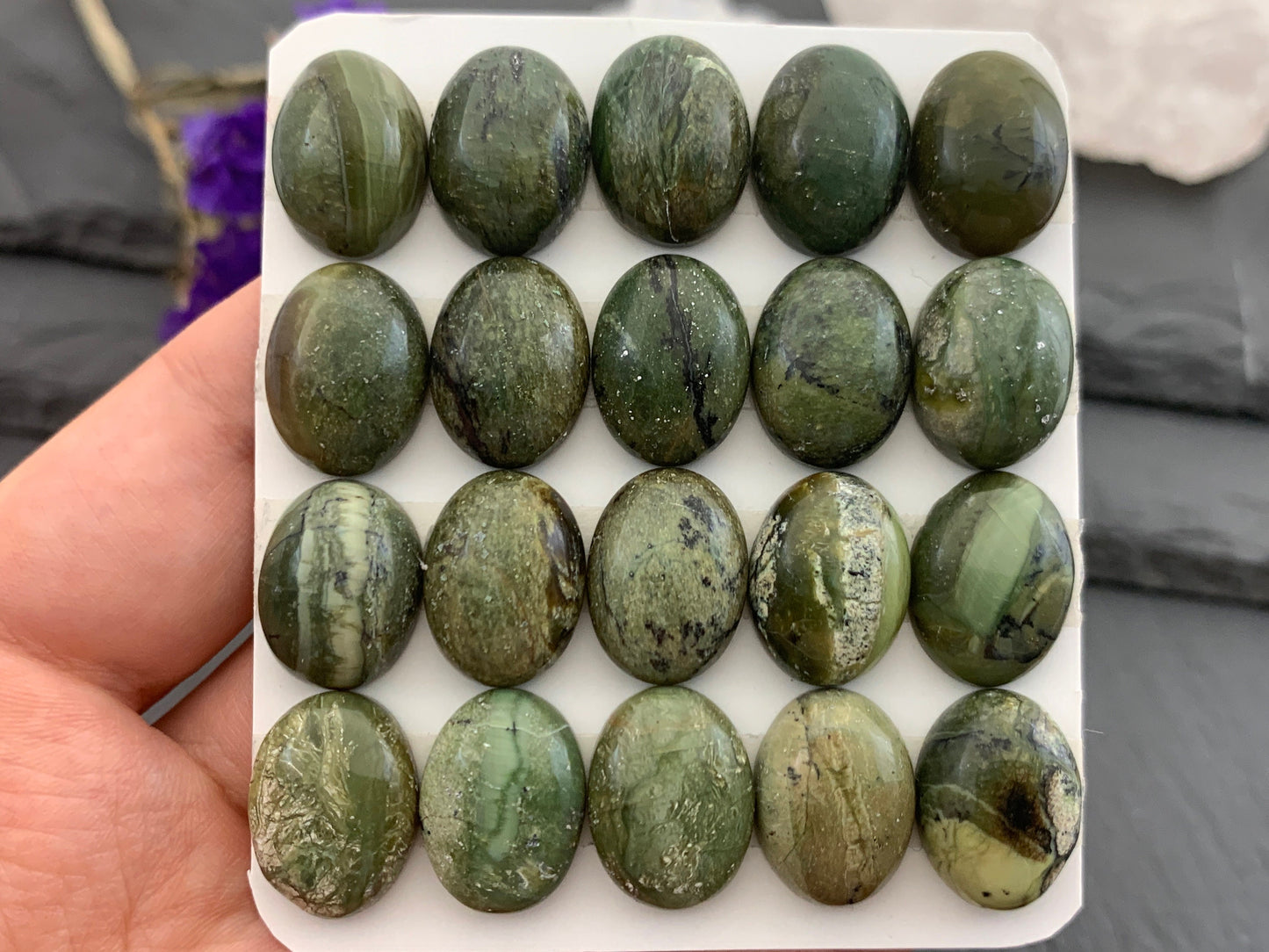 Green Opal oval 12x16mm Cabochon - Calibrated cabochons