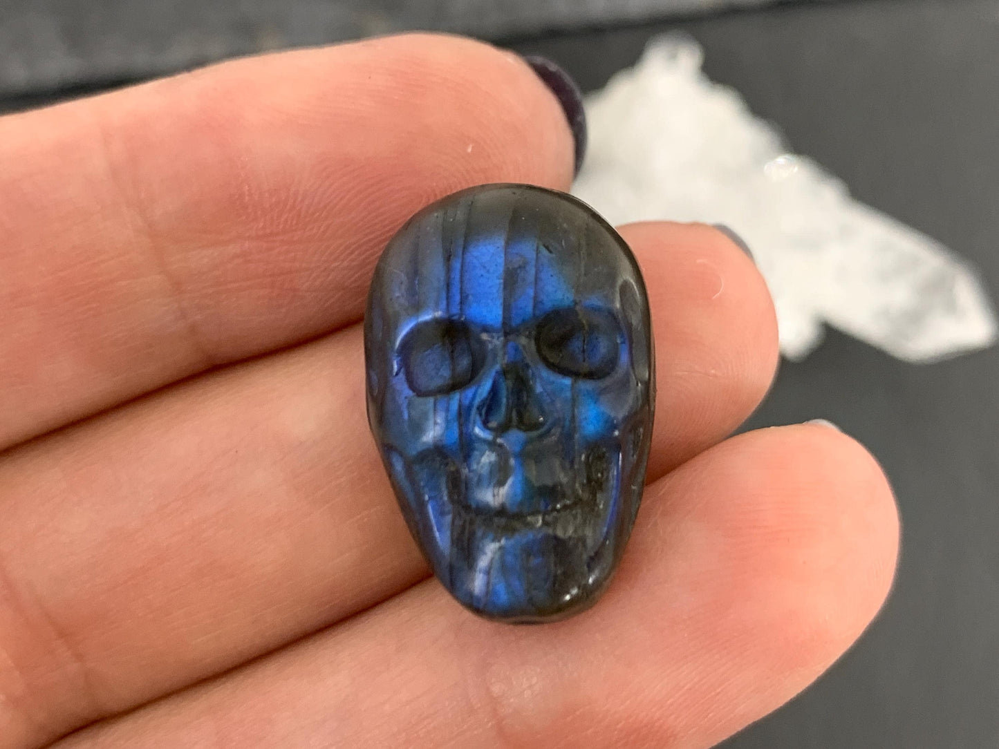 Labradorite Skull Cabochon 14x22mm, Labradorite Skull, Natural Gemstone, Halloween Jewelry, Handcrafted Accessory