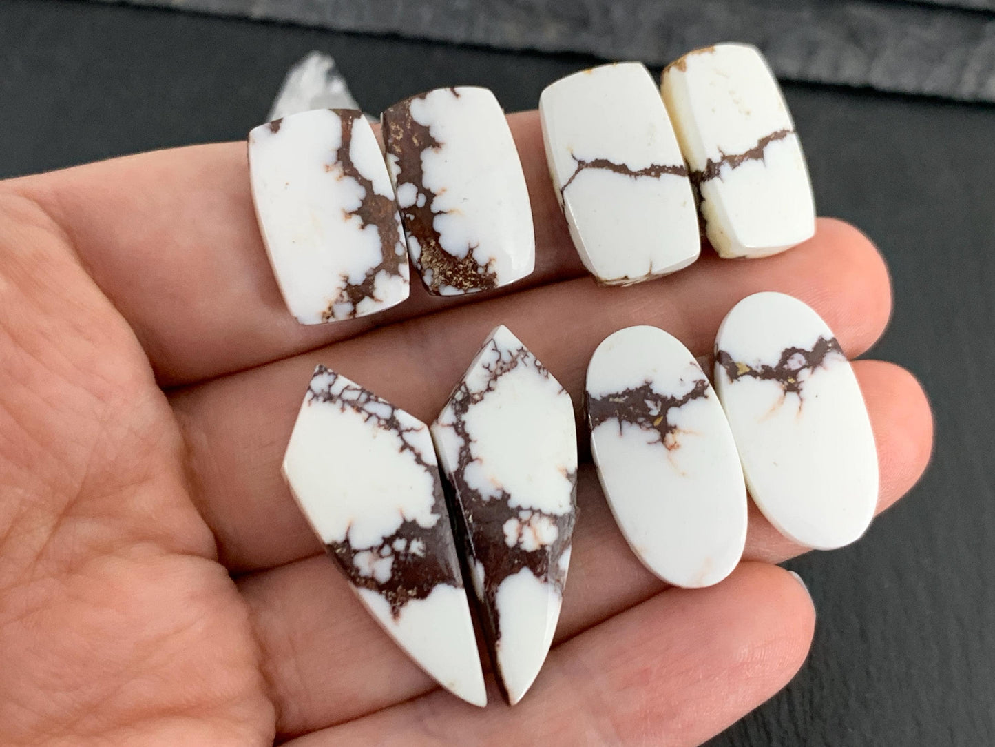 Wild Horse Jasper 18-31mm long cabochon pair