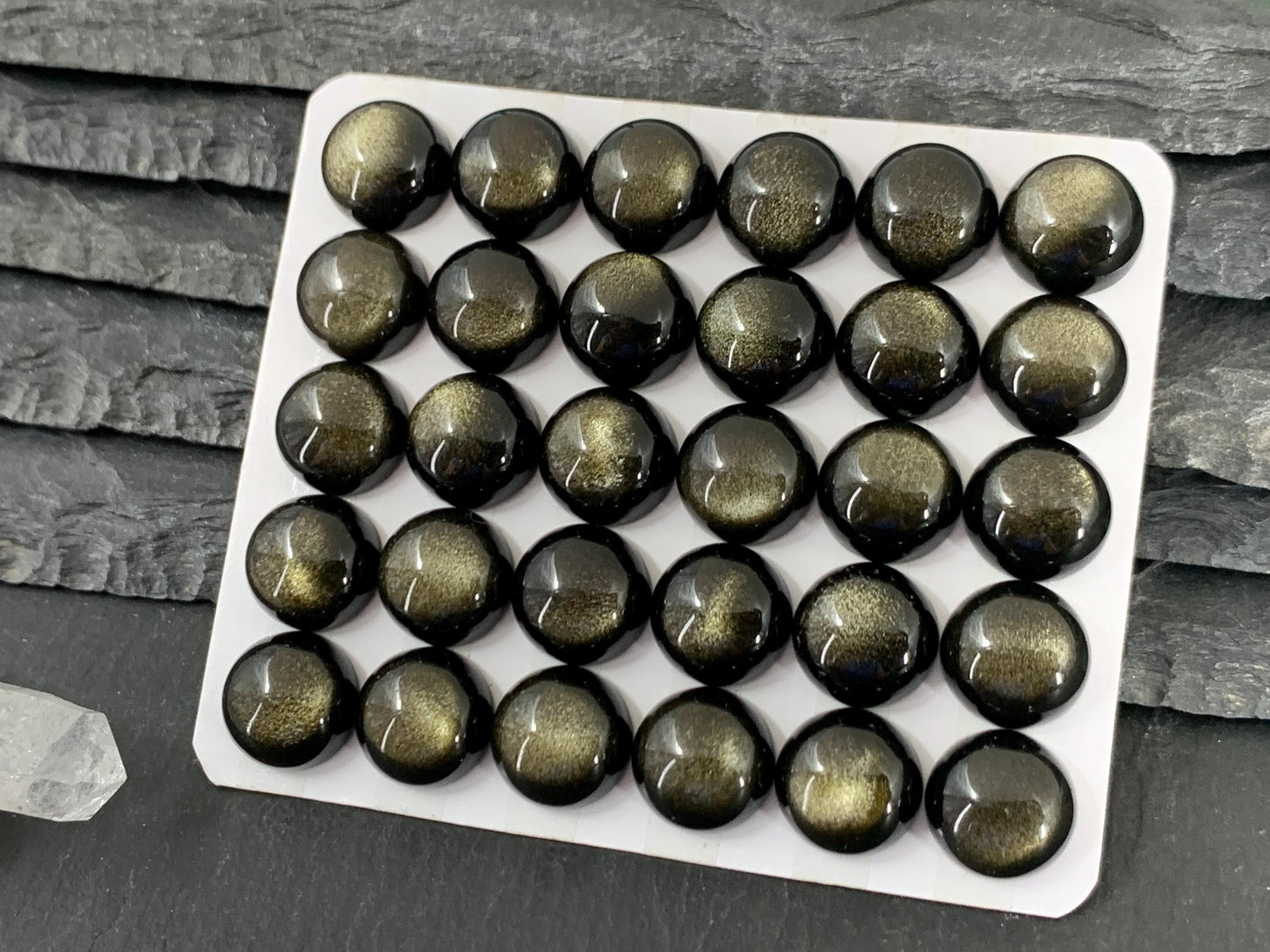 Gold Obsidian round 12mm cabochon - Calibrated cabochons