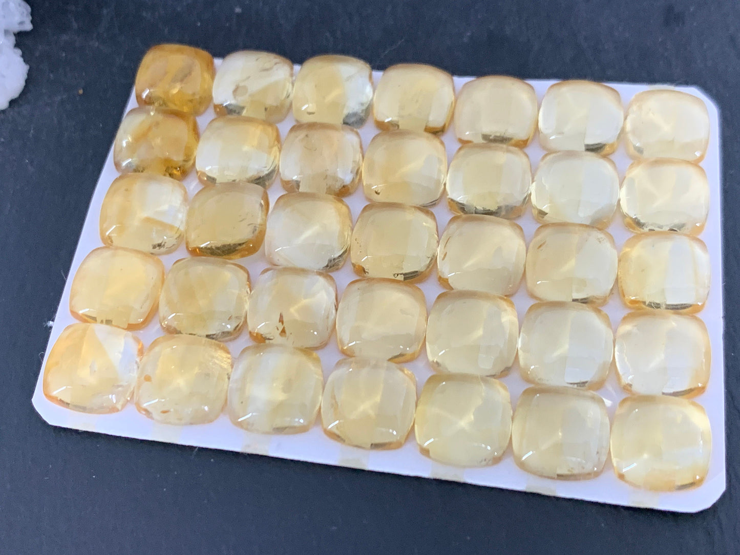 Citrine square cushion 10mm cabochon - Calibrated cabochons