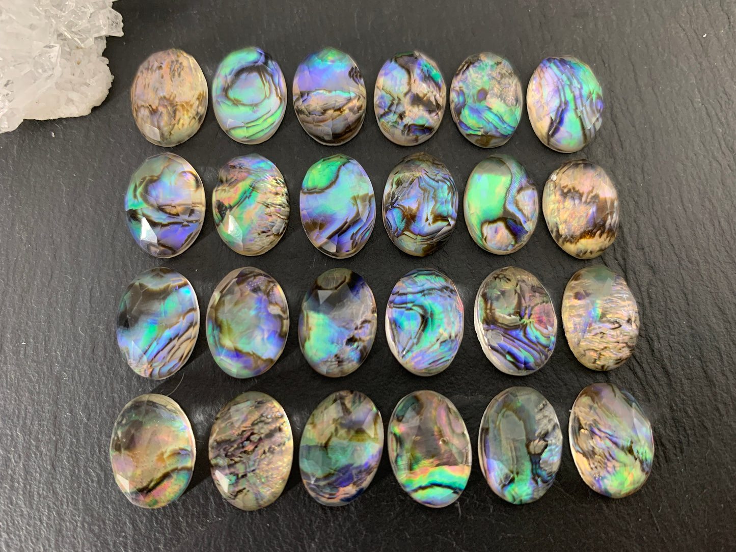 Faceted Abalone oval 10x14mm doublet cabochon