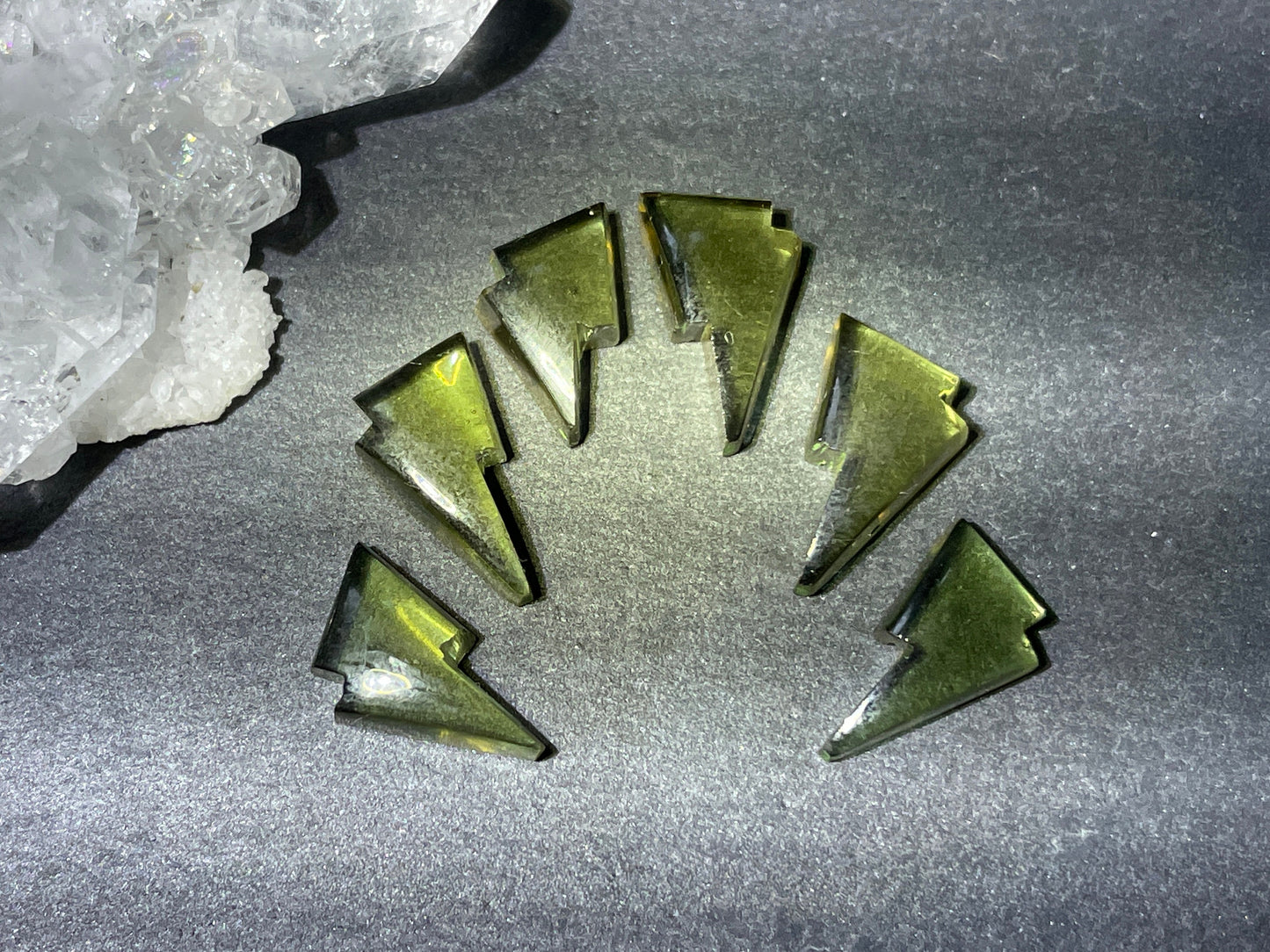 Faceted color changing Alexandrite lightning bolt 8x13mm cabochon - Cabochons are calibrated