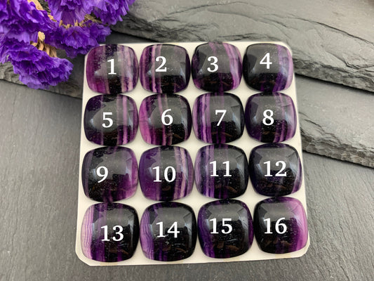 Purple Fluorite Square Cabochon: Calibrated Natural Gemstone (18mm)