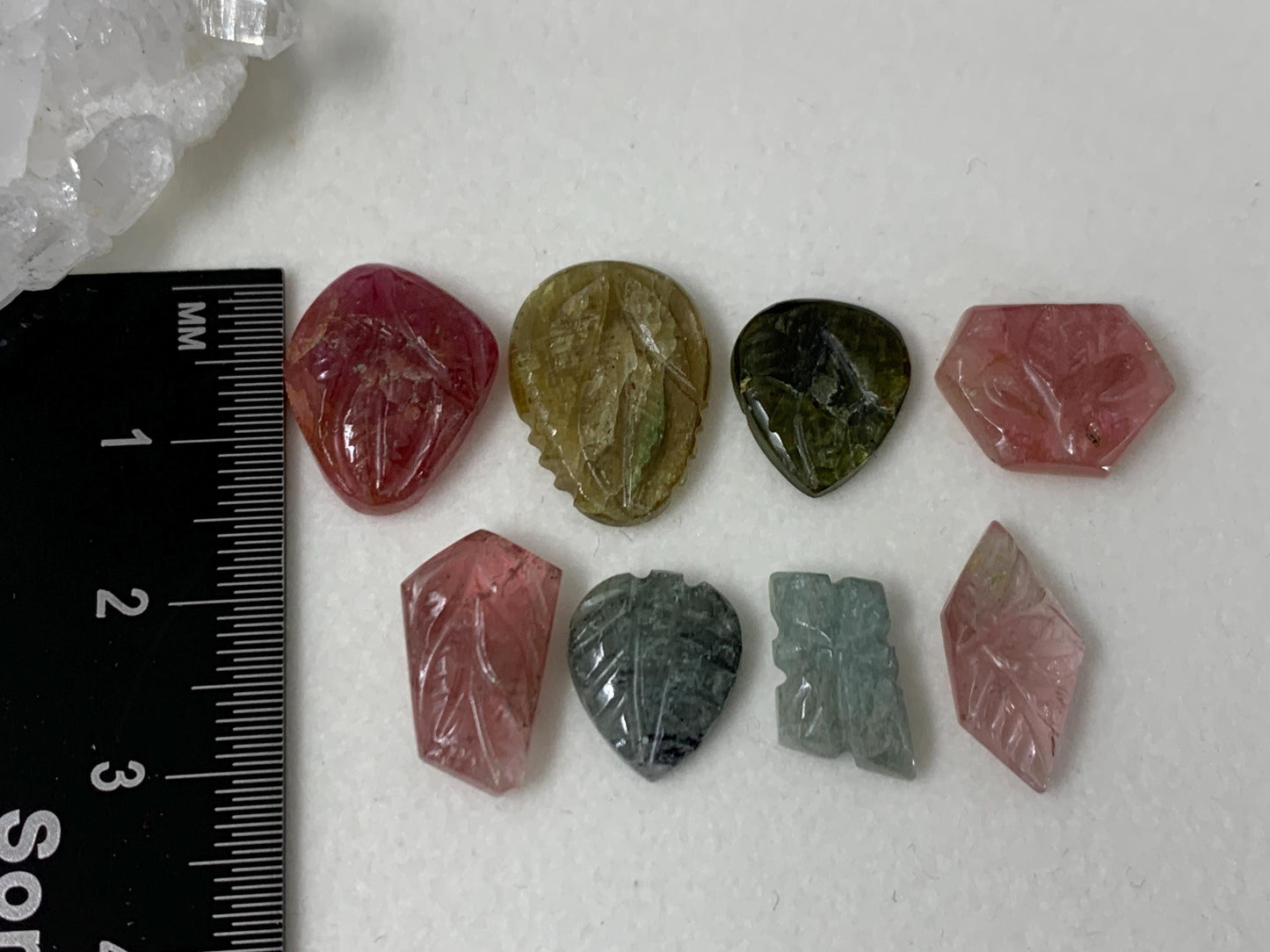 Discounted carved Tourmaline 11-17mm long cabochon - Select your piece