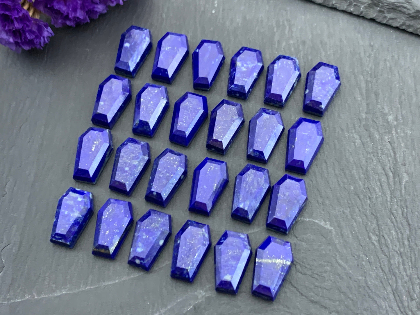 Faceted Lapis Lazuli coffin 10x16mm cabochon