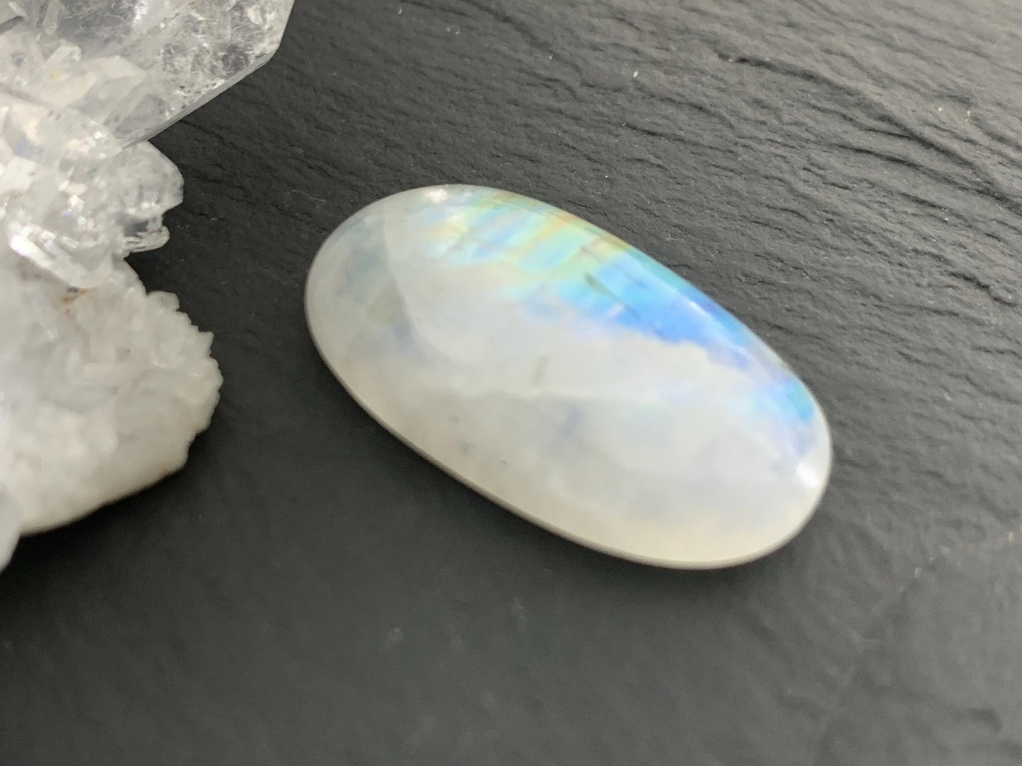 Rainbow Moonstone 25x14x6mm cabochon