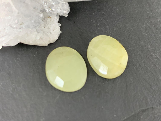 Faceted Yellow Sapphire pair 11x14x4mm cabochon
