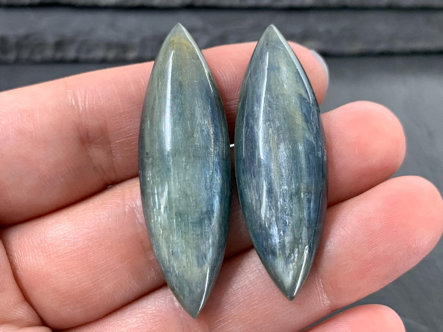 Large Marquise Kyanite 43-46mm long Cabochon - Rare African Gemstone