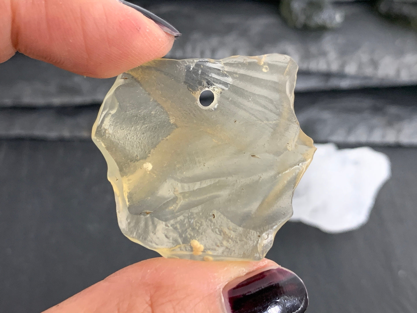 Drilled Libyan Desert Glass 31-41mm long