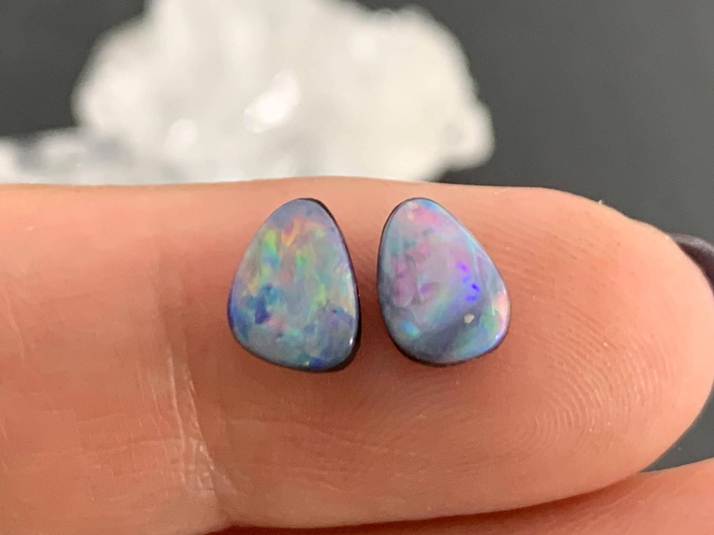 Australian Opal doublet 5x7mm pair of cabochons