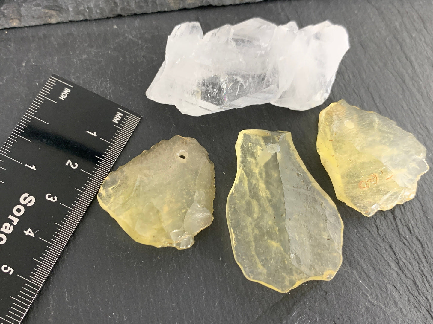 Drilled Libyan Desert Glass 33-42mm long