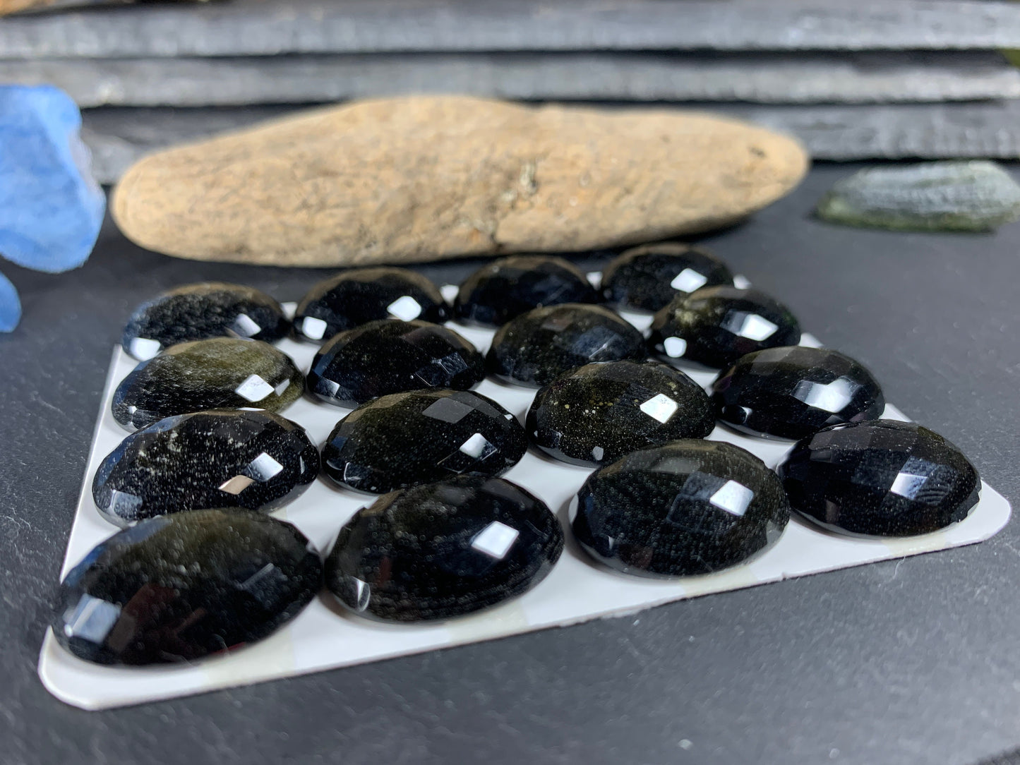Faceted Gold Obsidian oval 15x20mm Cabochon - Calibrated cabochons