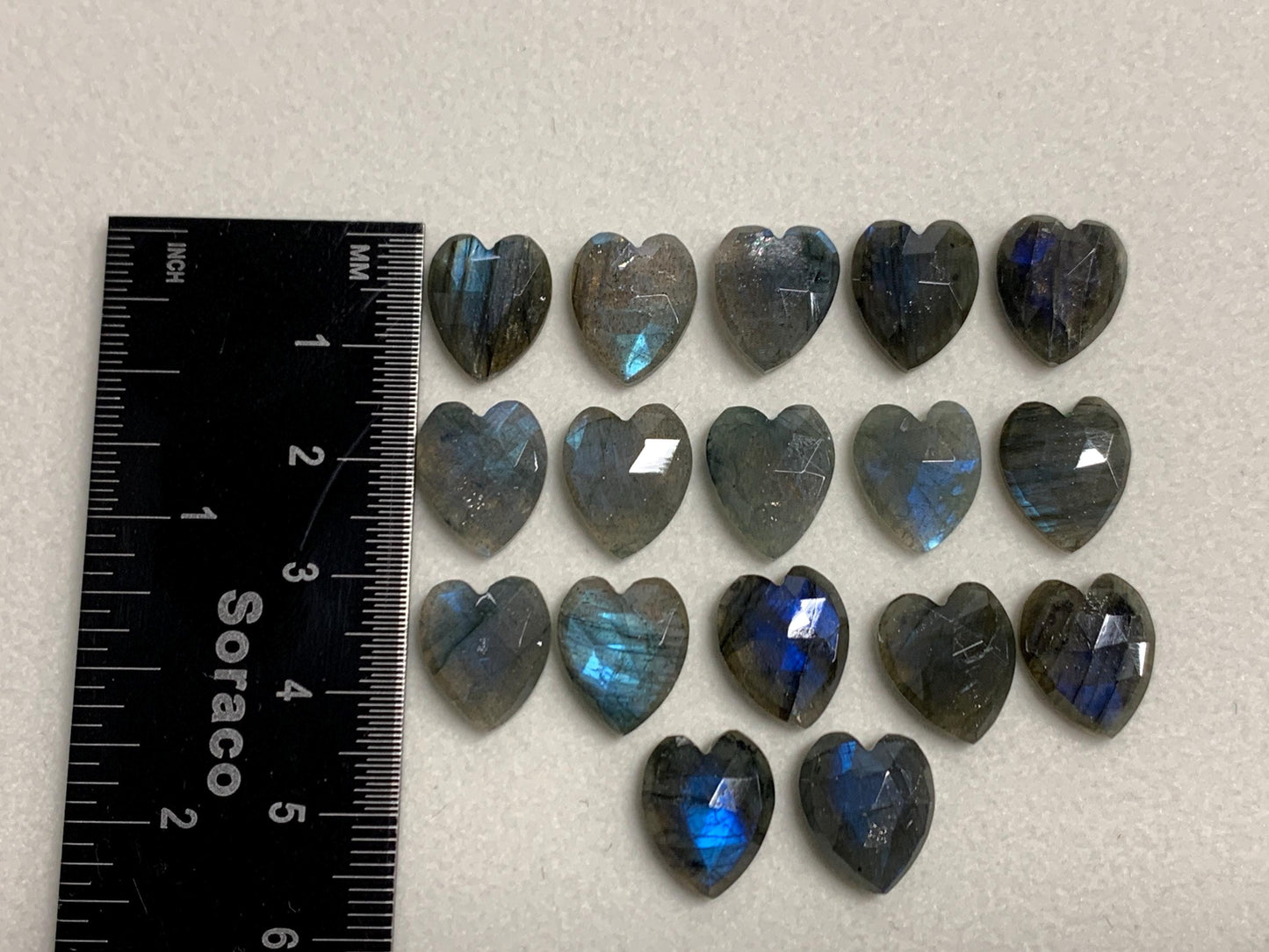 Faceted Labradorite heart 11x13mm cabochon