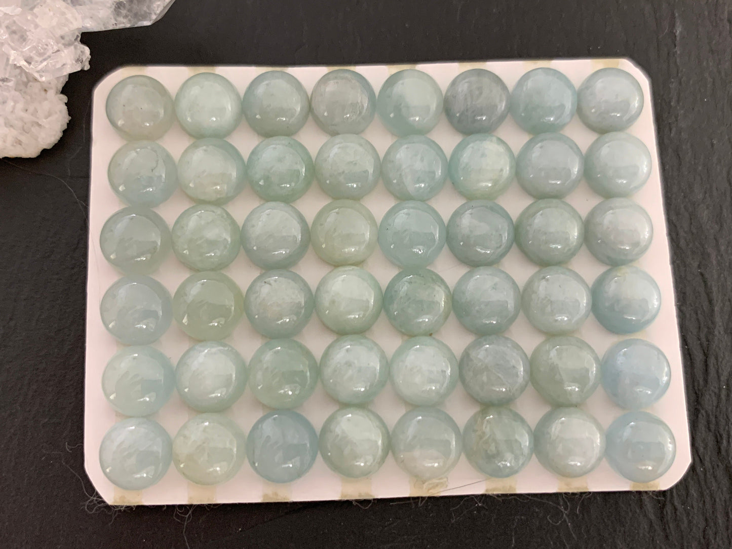 Aquamarine round 8mm cabochon - Calibrated cabochons