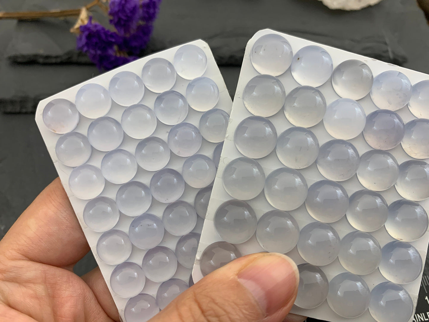 Blue Chalcedony round 10,12mm cabochon - Calibrated cabochons