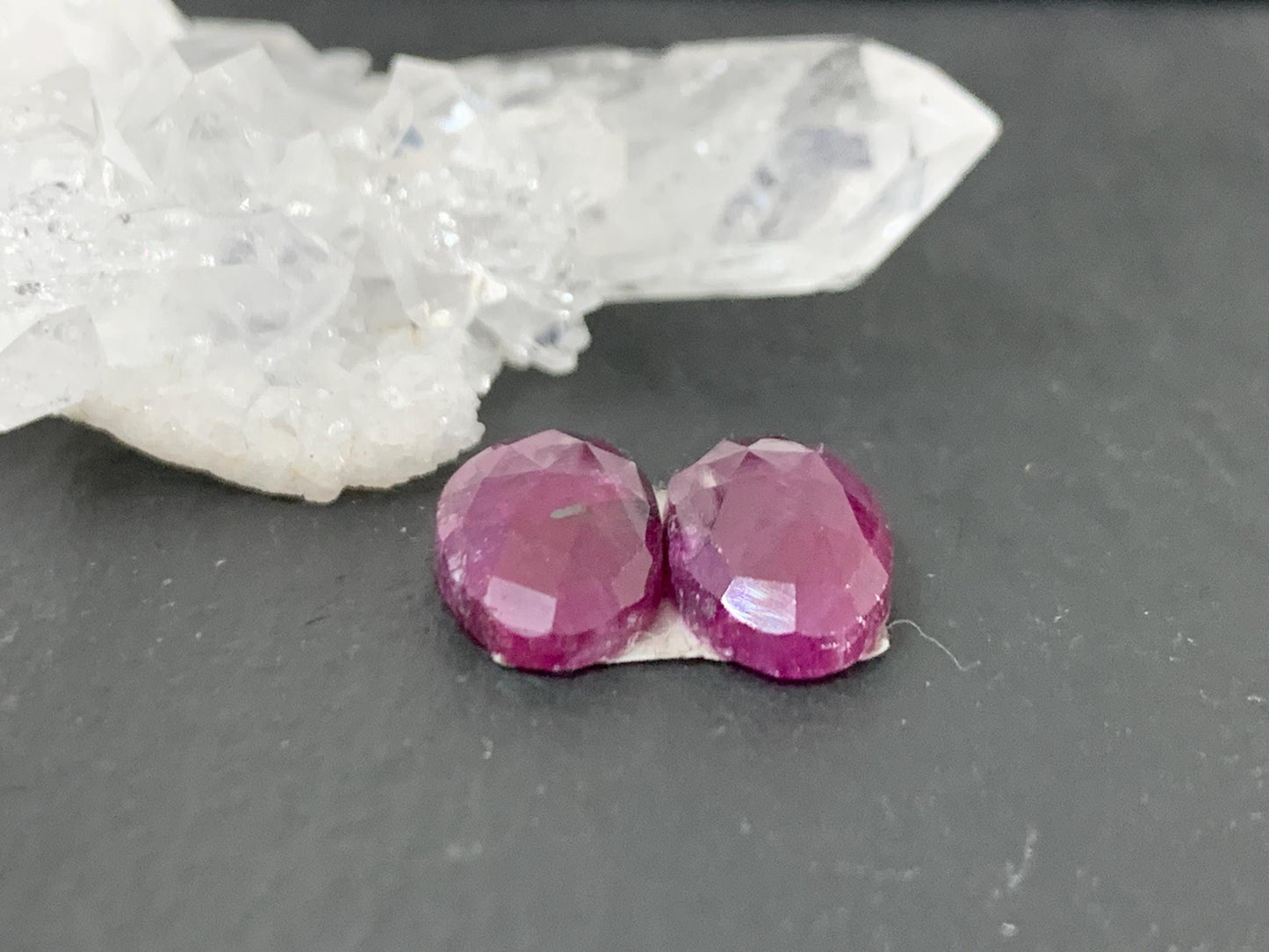 Faceted Ruby pair 7x12x3.5mm cabochon