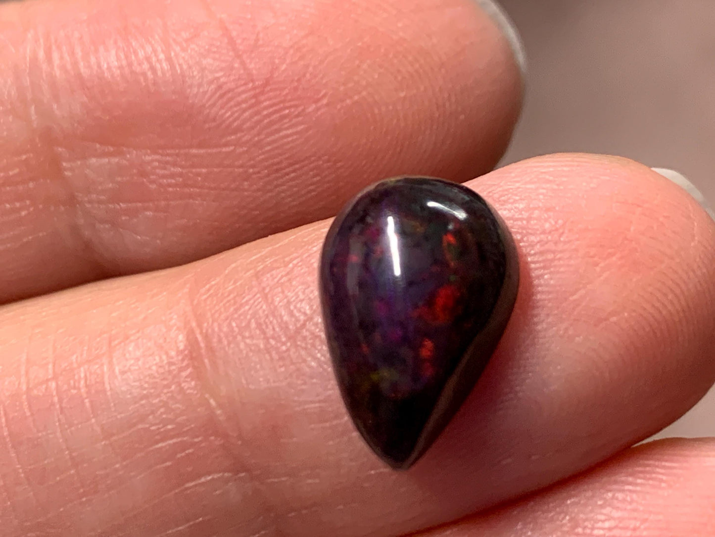 Black Ethiopian Opal pear 9x12x5mm cabochon