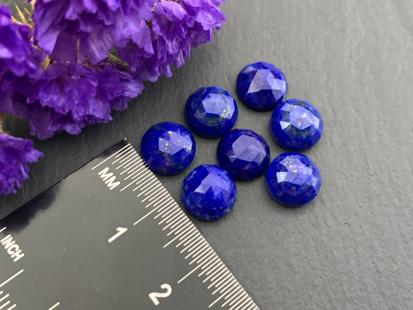 Faceted Lapis Lazuli round 8mm cabochon