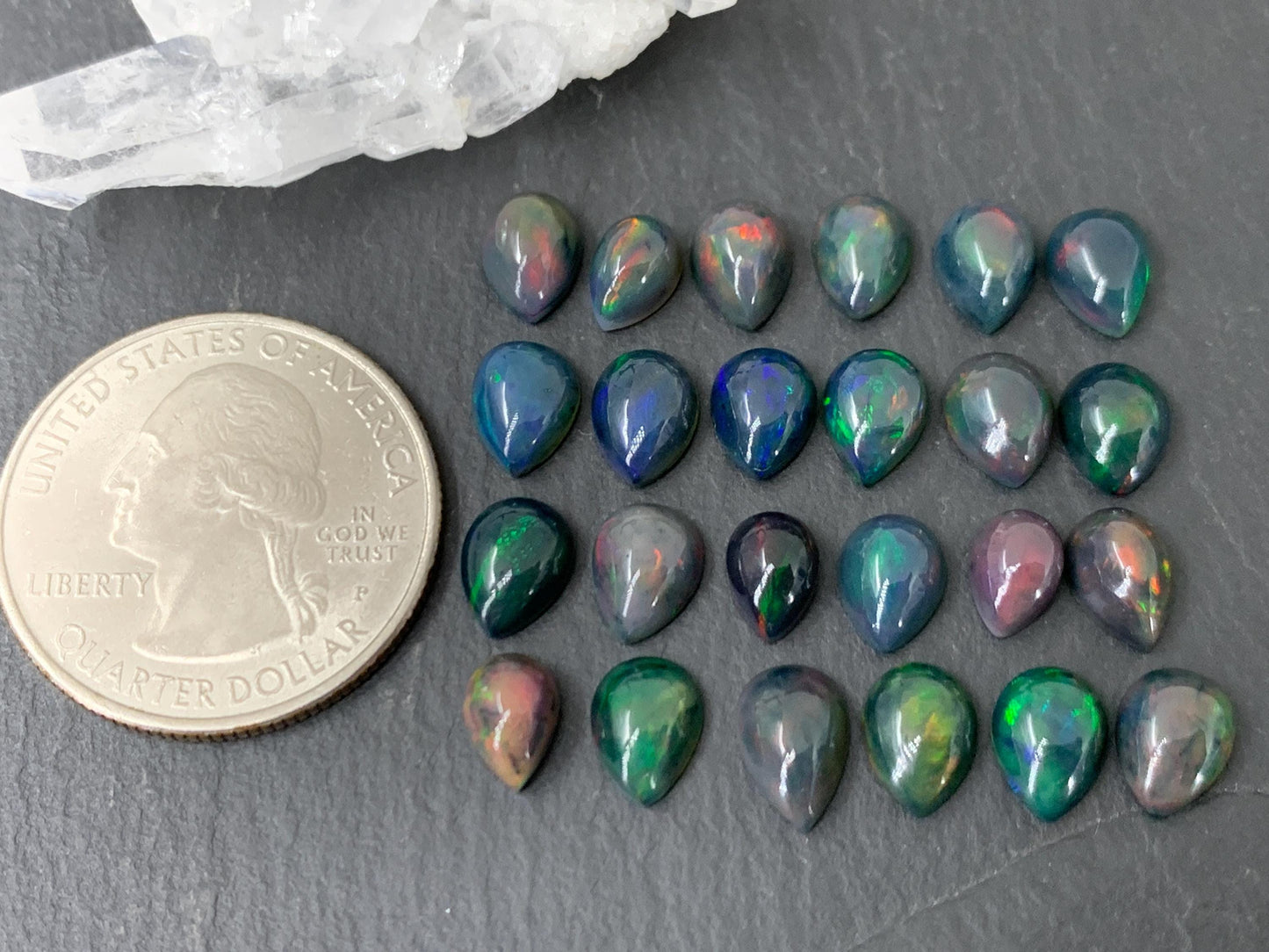 Black Ethiopian Opal 6x8mm cabochon