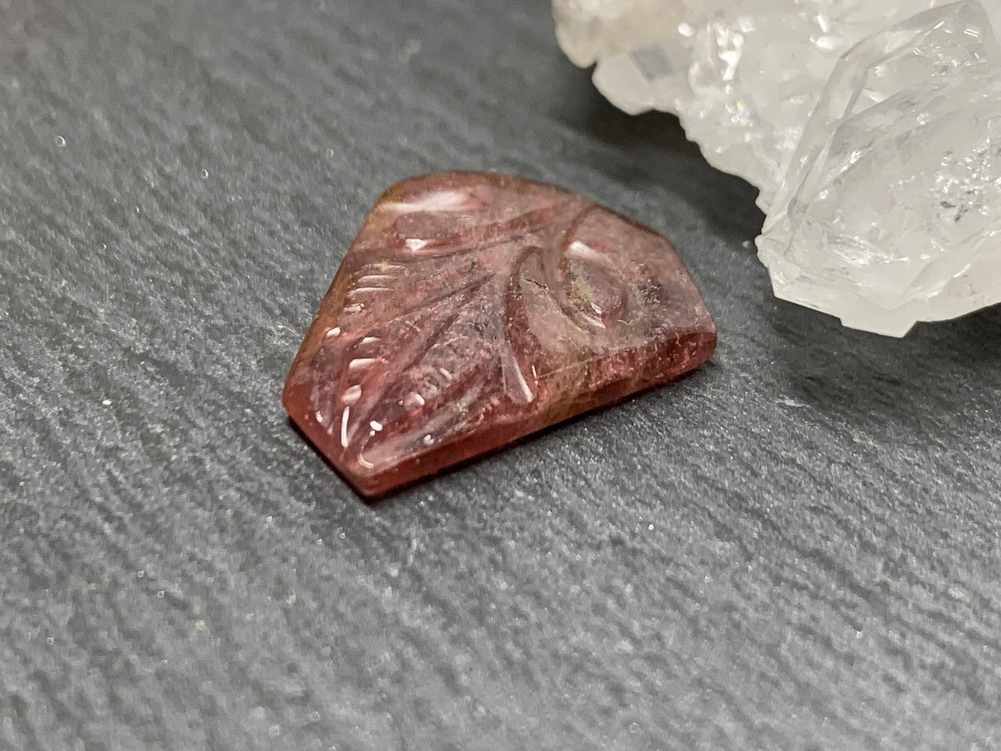 Carved Tourmaline 16x19x3mm cabochon