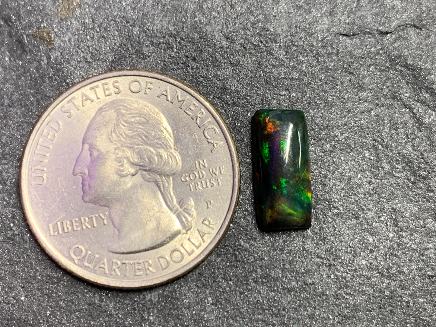 Black Ethiopian Opal rectangle 6x13x3mm cabochon