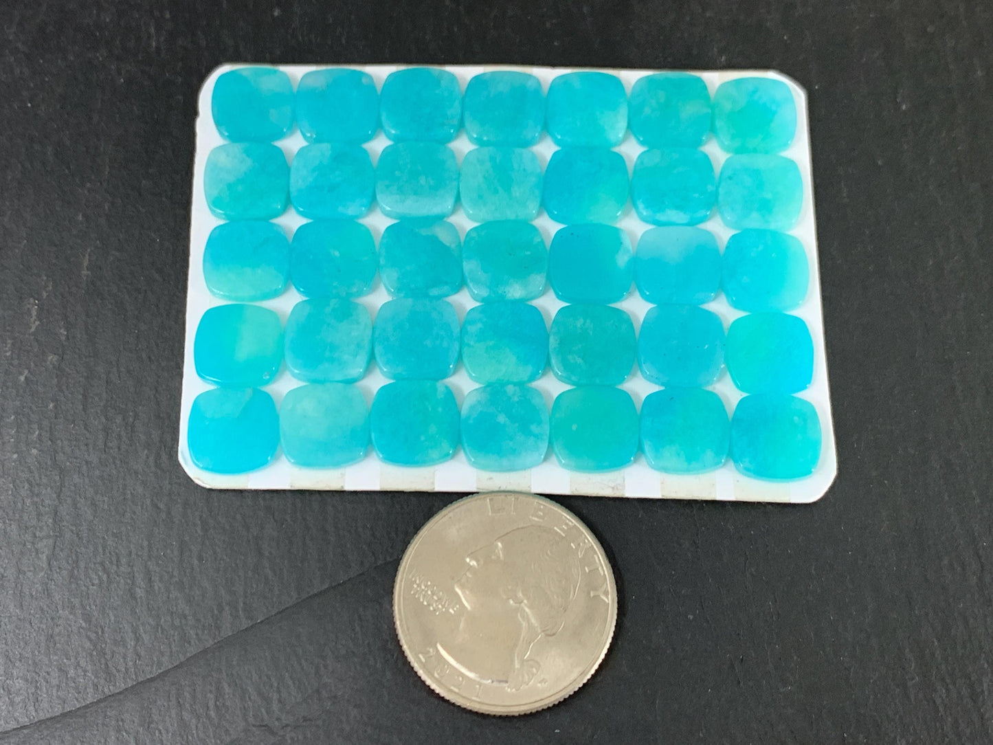 Flat Amazonite Square Cabochon - Natural 10mm Flat Calibrated Cushion Gemstone
